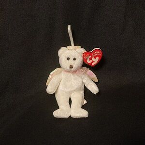 💘⭐️ Vintage 2002 Mini Halo The Angel Bear Ornament Ty Beanie Baby Jingle Beanies